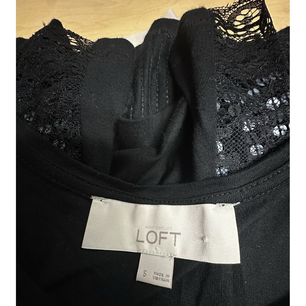 Loft Dressy Tank Size Small Black Sequin Lace Sleeveless Pullover - Picture 6 of 7